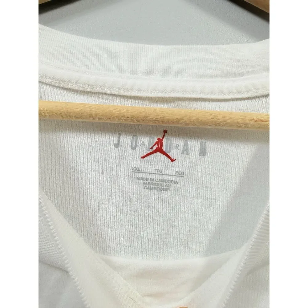 Jordan Men’s White Solid Crew Neck Short Sleeve Jumpman Logo T-Shirt 2XL
